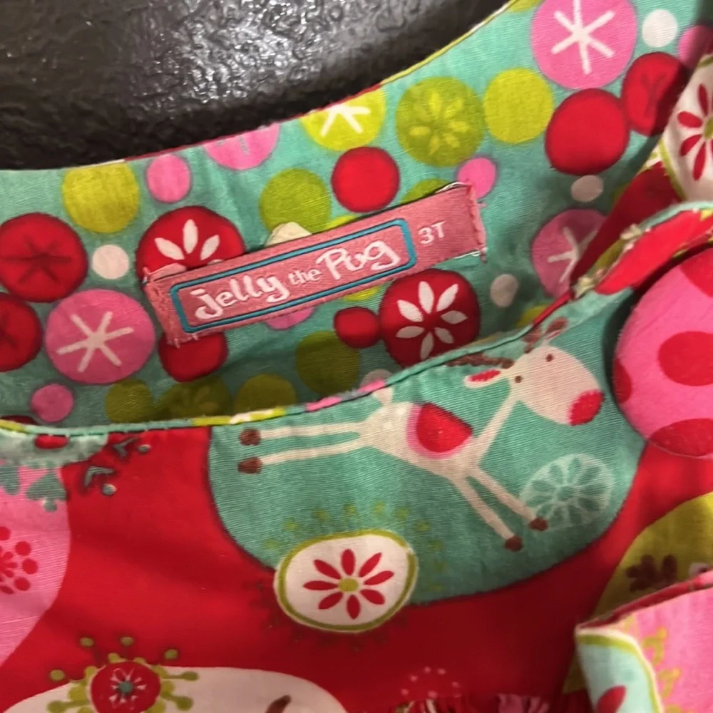 Jelly the Pug 3T Christmas holiday reindeer dress - Picture 2 of 4